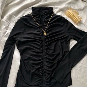 Ruched Mesh Mock Neck 🖤✨